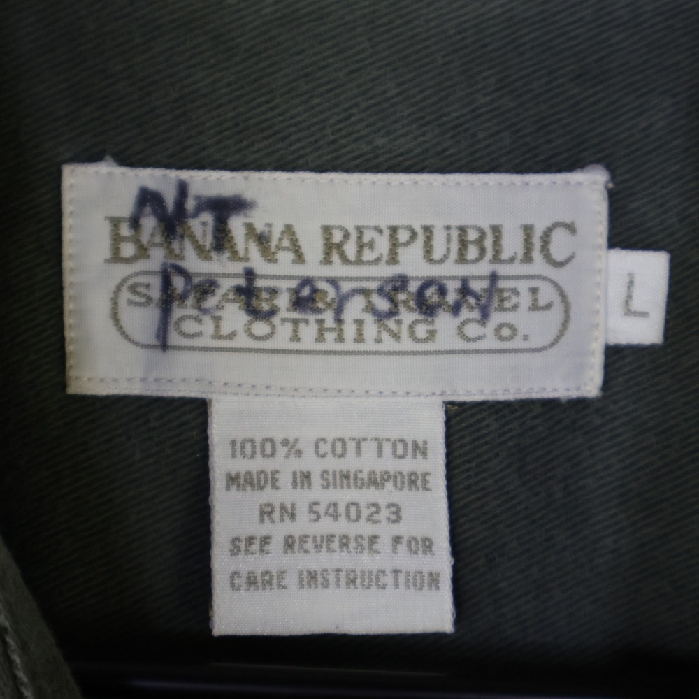 Vintage Banana Republic Safari Travel Button Down Shirt Utility Green Cotton L - Picture 3 of 14
